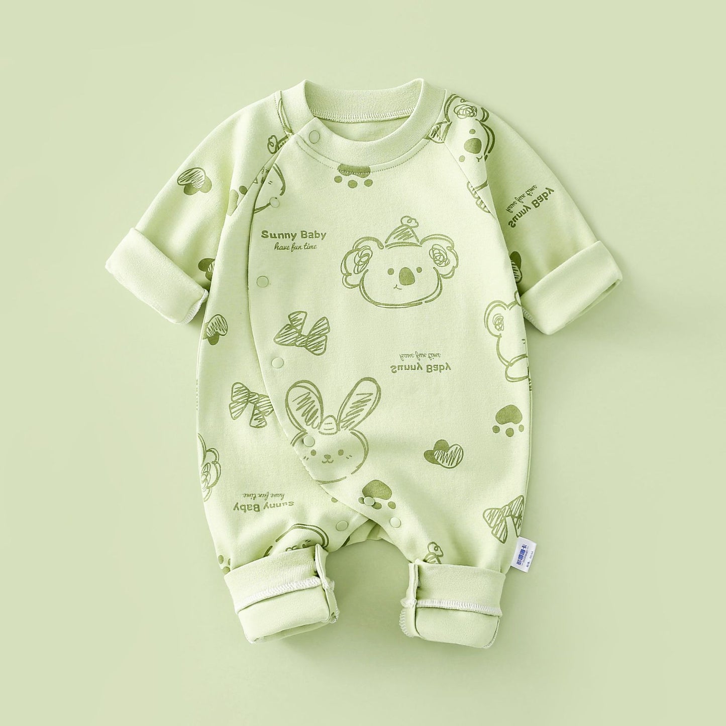 Green line animal long sleeved jumpsuit