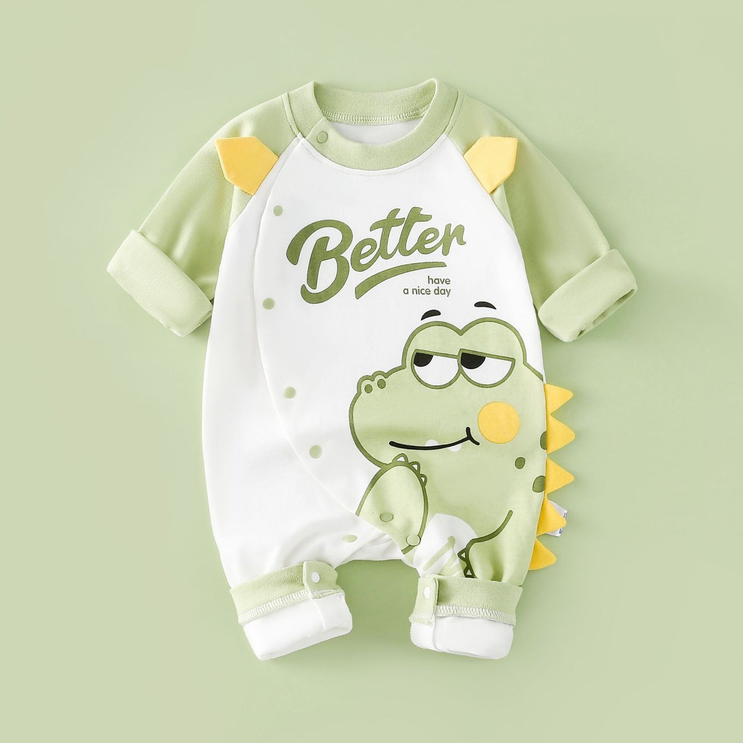 Green crocodile long sleeved jumpsuit