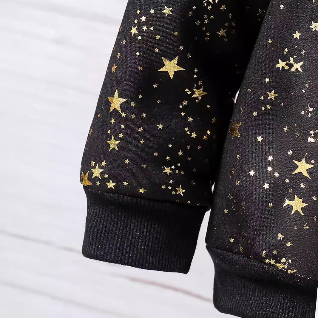 Star round neck hoodie