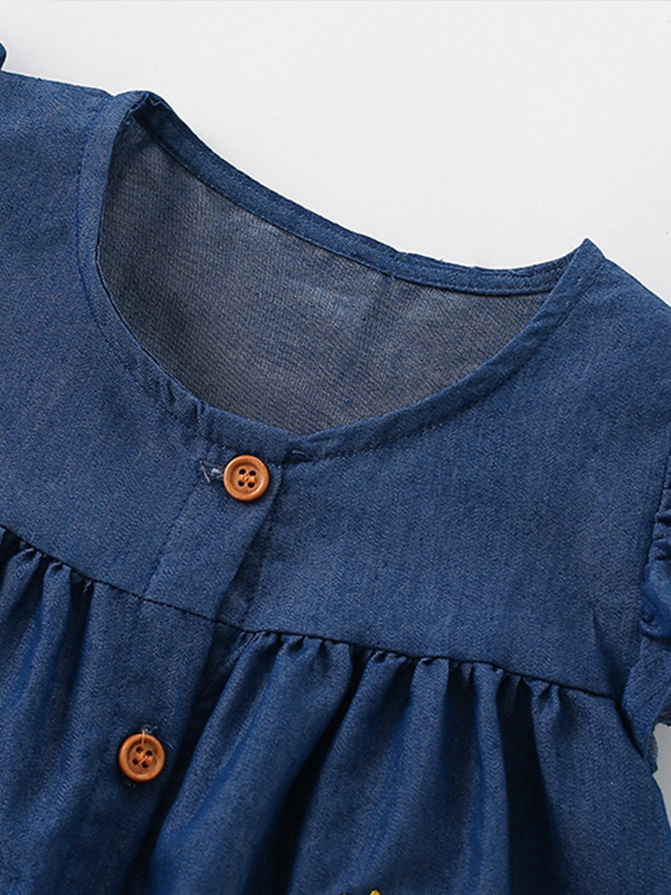 Round neck button sleeveless floral dress