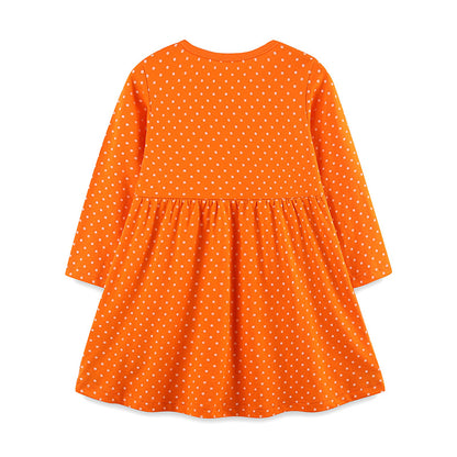Orange polka dot button cartoon car skirt