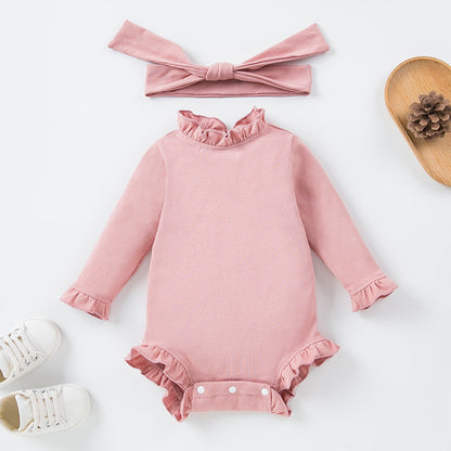 Pink ruffle edge romper