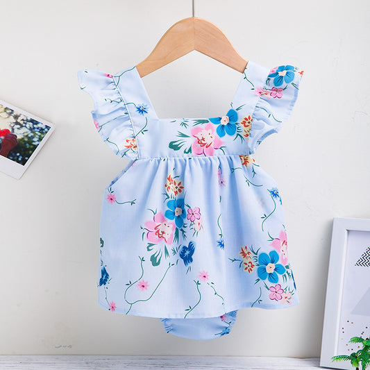 Flower Flying Sleeve Romper