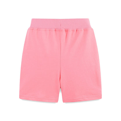 Pink small flower five quarter pants