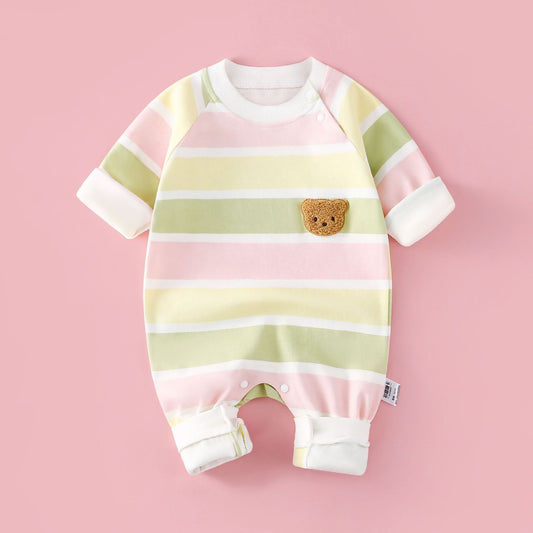 Striped bear long sleeved jumpsuit