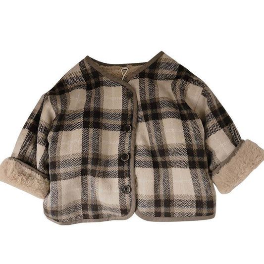 Thick plaid jacket with added fleece