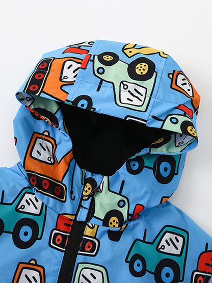 Blue Car Cartoon Hoodie