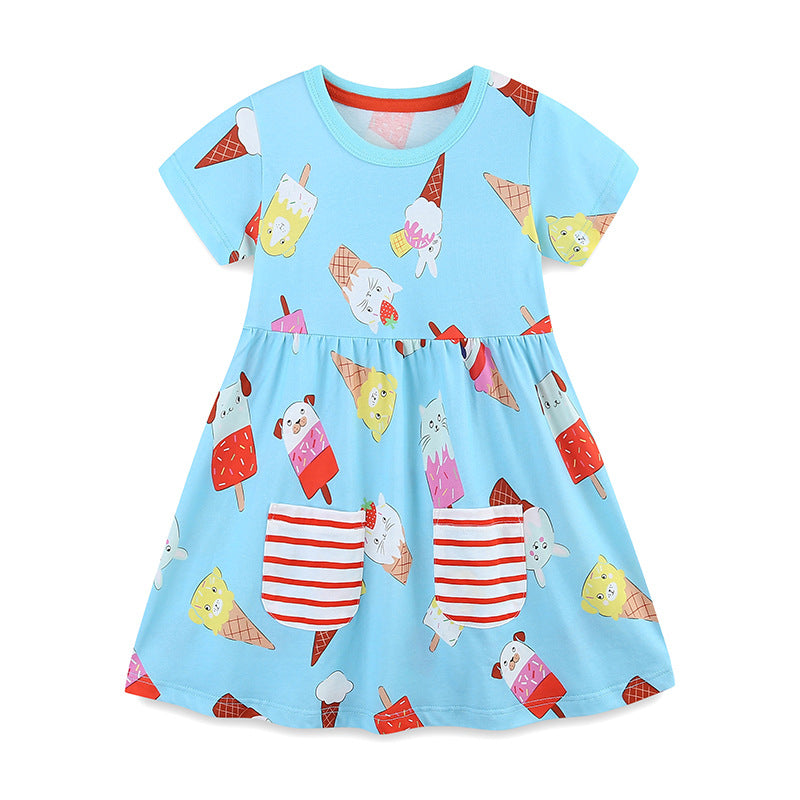 Ice cream blue short sleeved dress