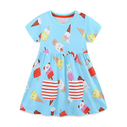 Ice cream blue short sleeved dress