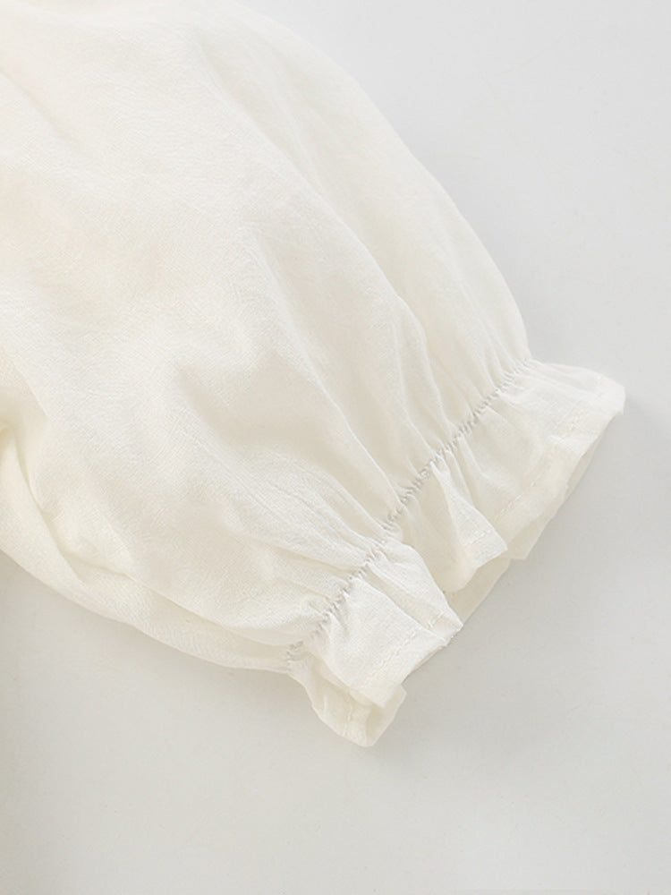 White Bubble Sleeve Princess Dress