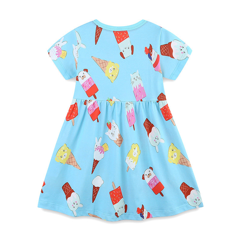 Ice cream blue short sleeved dress