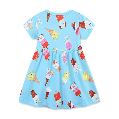 Ice cream blue short sleeved dress