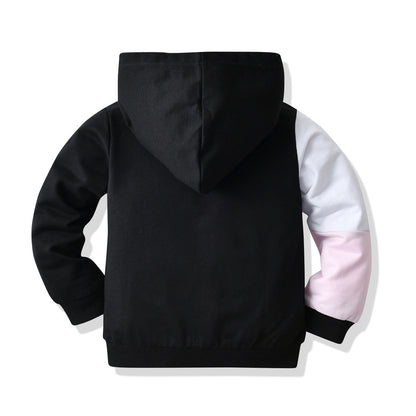 Black and white pink hooded sweatshirt