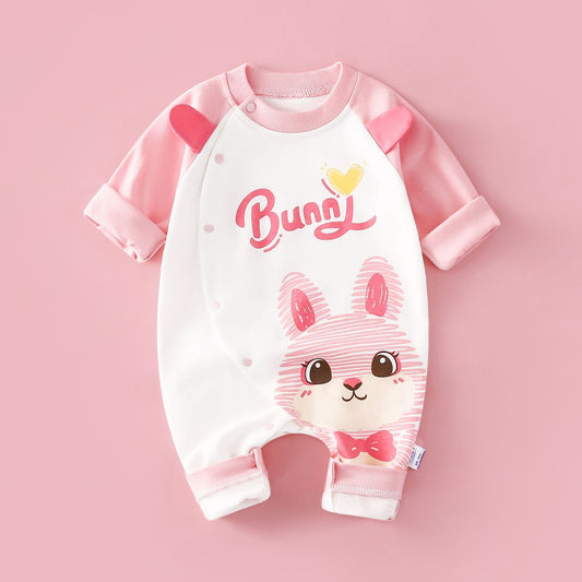 Pink line rabbit long sleeved jumpsuit