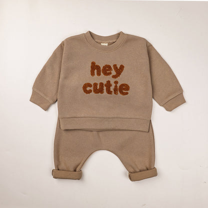 Male baby fashionable rainbow letter long sleeved sweatshirt