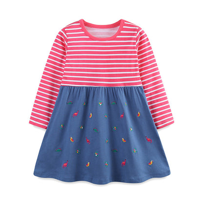 Striped color blocked long sleeved skirt