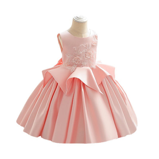 Design of satin children's evening gown