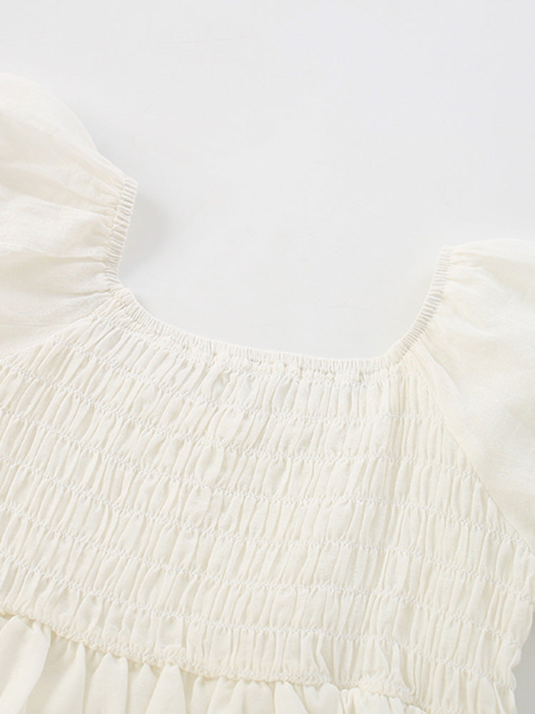 White Bubble Sleeve Princess Dress