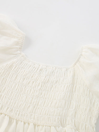 White Bubble Sleeve Princess Dress