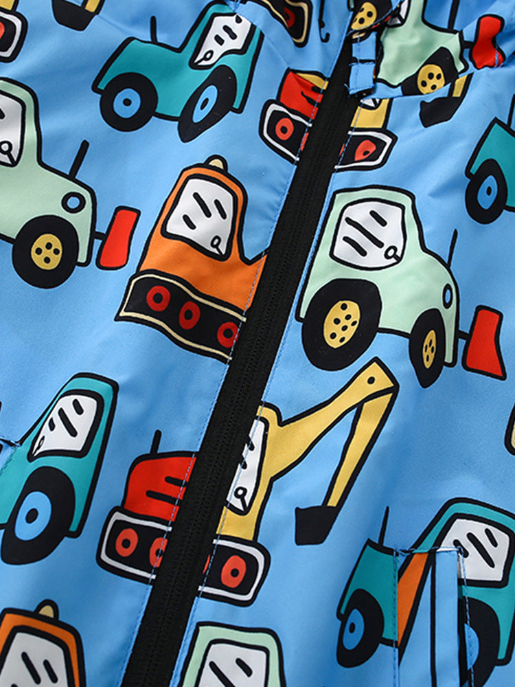 Blue Car Cartoon Hoodie