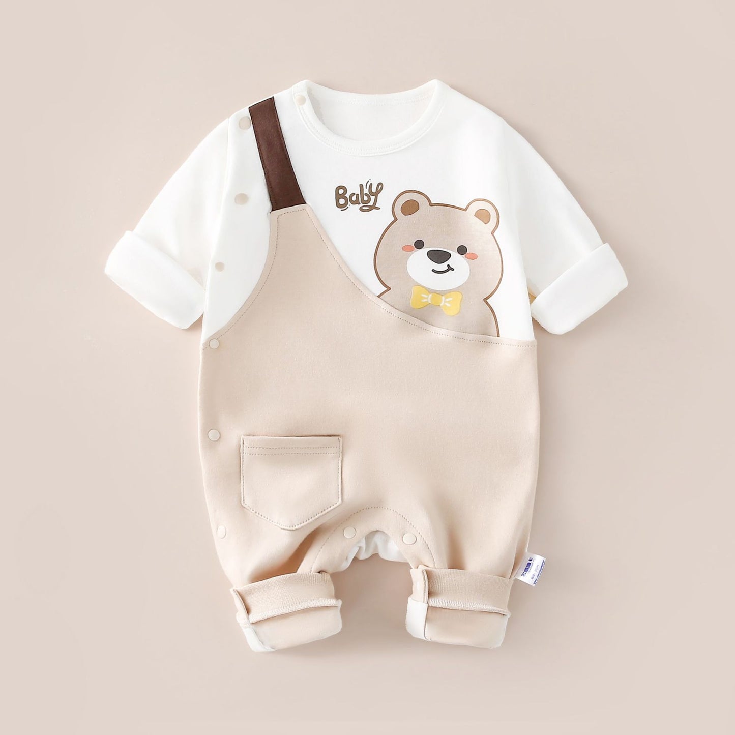 Strap bear long sleeved jumpsuit